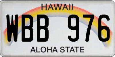 HI license plate WBB976