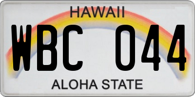 HI license plate WBC044