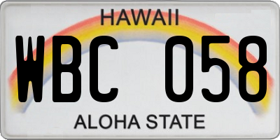 HI license plate WBC058