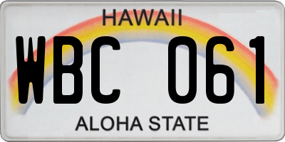 HI license plate WBC061