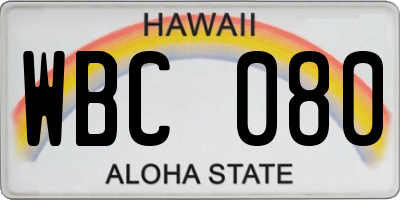 HI license plate WBC080