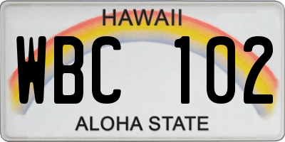 HI license plate WBC102