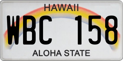 HI license plate WBC158