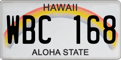 HI license plate WBC168