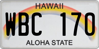 HI license plate WBC170