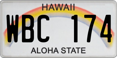 HI license plate WBC174