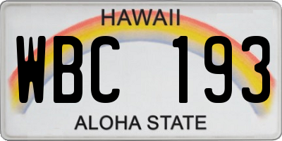 HI license plate WBC193