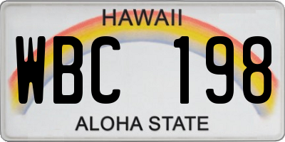 HI license plate WBC198