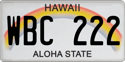 HI license plate WBC222