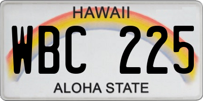 HI license plate WBC225