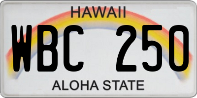 HI license plate WBC250