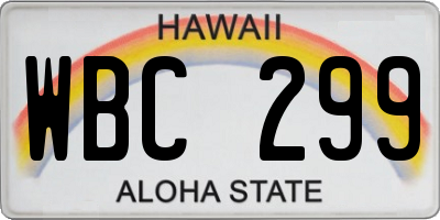 HI license plate WBC299
