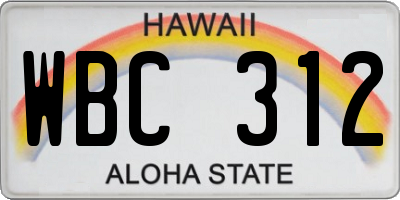 HI license plate WBC312