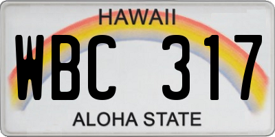 HI license plate WBC317