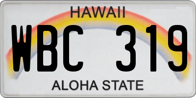 HI license plate WBC319