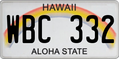 HI license plate WBC332