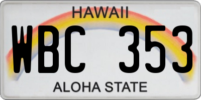 HI license plate WBC353