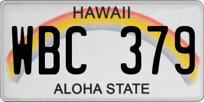 HI license plate WBC379