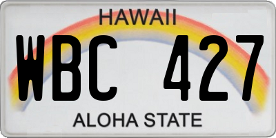 HI license plate WBC427