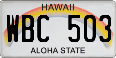 HI license plate WBC503