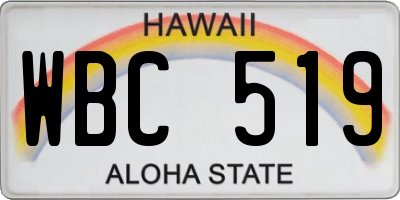 HI license plate WBC519