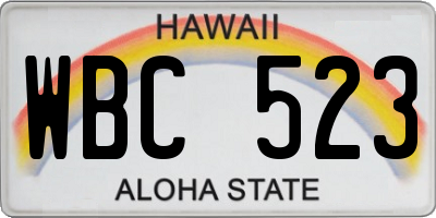 HI license plate WBC523