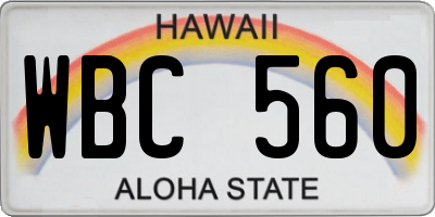 HI license plate WBC560