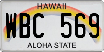 HI license plate WBC569