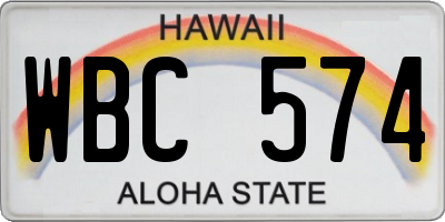 HI license plate WBC574