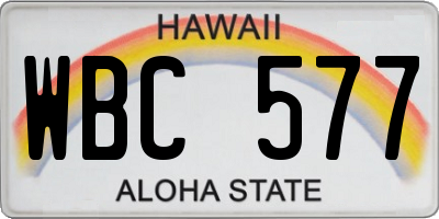 HI license plate WBC577