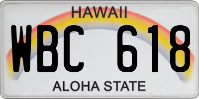 HI license plate WBC618
