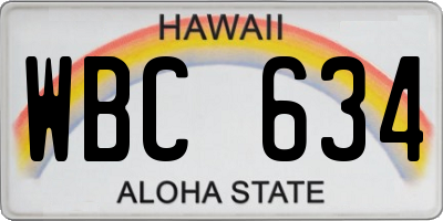 HI license plate WBC634