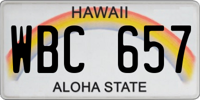 HI license plate WBC657