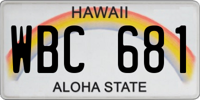 HI license plate WBC681