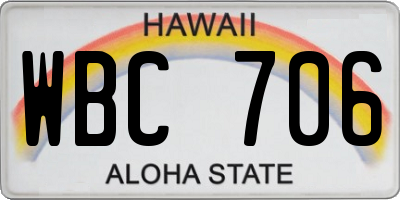 HI license plate WBC706