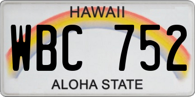 HI license plate WBC752