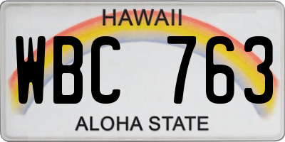 HI license plate WBC763