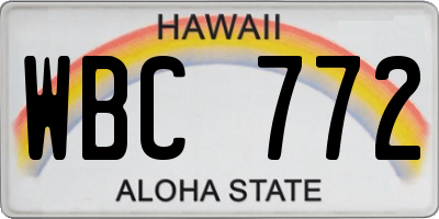 HI license plate WBC772