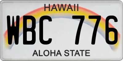 HI license plate WBC776