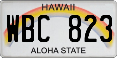 HI license plate WBC823