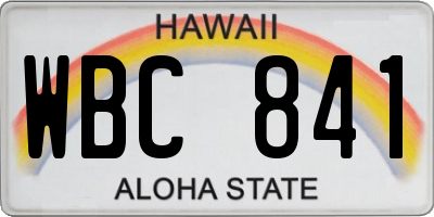 HI license plate WBC841
