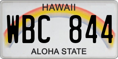 HI license plate WBC844