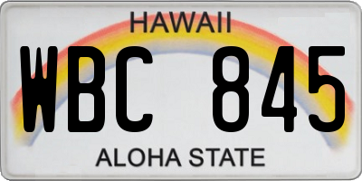 HI license plate WBC845