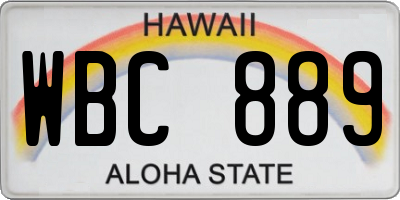 HI license plate WBC889