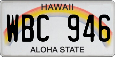 HI license plate WBC946