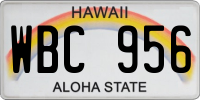 HI license plate WBC956