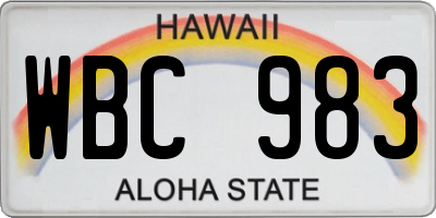 HI license plate WBC983