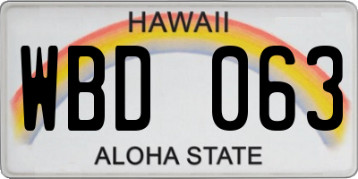 HI license plate WBD063