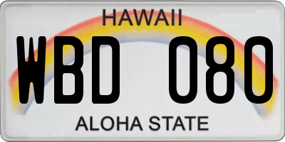 HI license plate WBD080