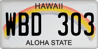 HI license plate WBD303